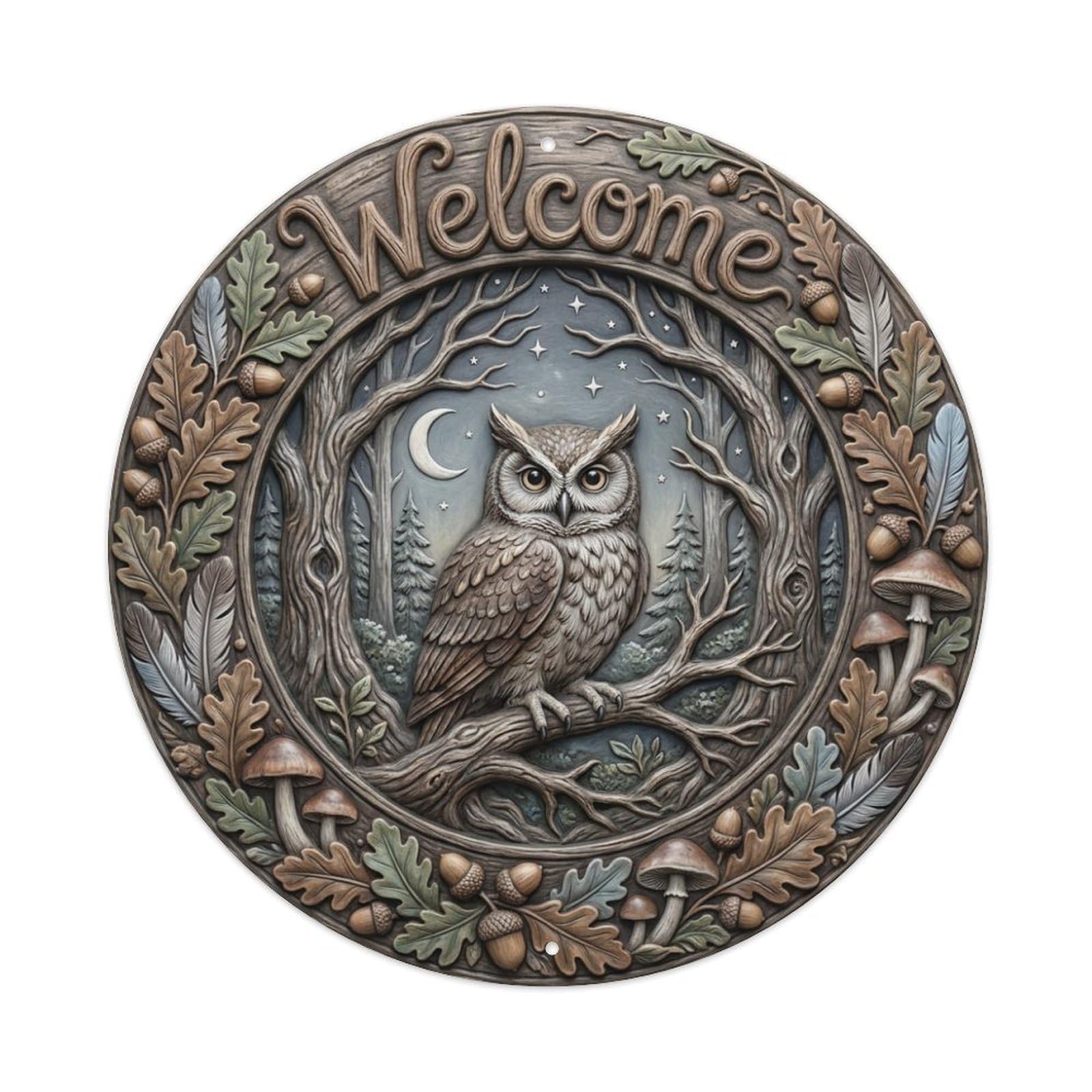 Tgrcjimh Style Metal Tin Sign Forest Owl Welcome Woodland Mystery