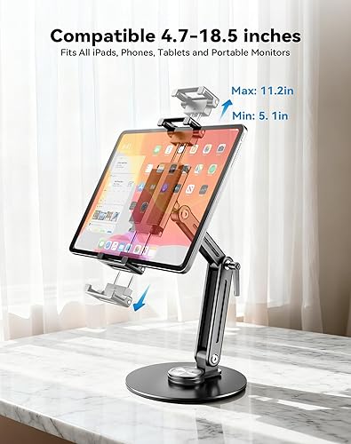 Miniatura 3 de Soporte de escritorio para iPad - Cuerpo de aluminio ligero soporta hasta 4.4 libras Soporte de monitor portátil resistente de 16 pulgadas, 17.3