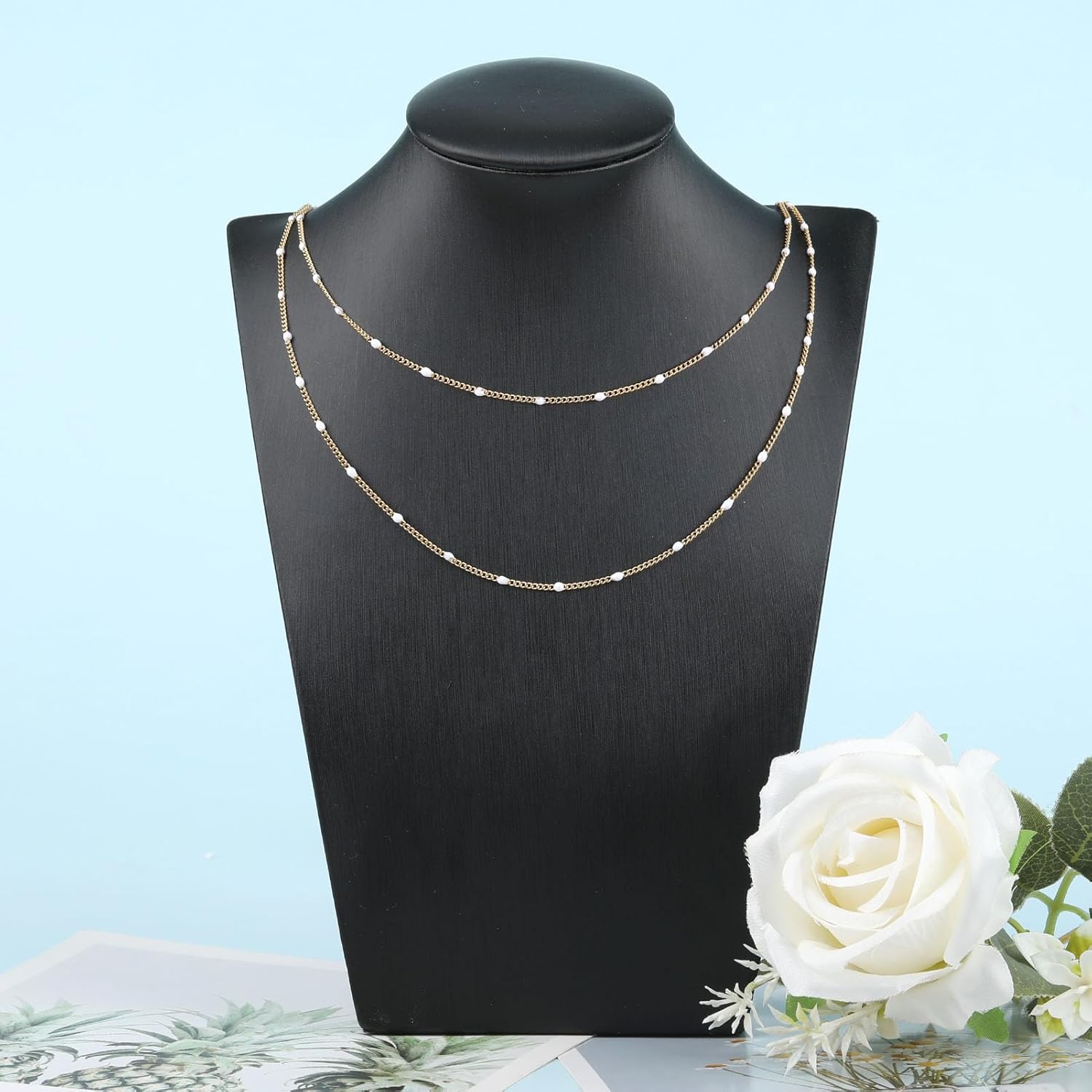 YOUBEIYEE 5 Meters Gold Plated Chain for Jewelry Making Stainless Steel Curb Chain White Enamel Beaded Decoration Craft Chain Roll - Image 7