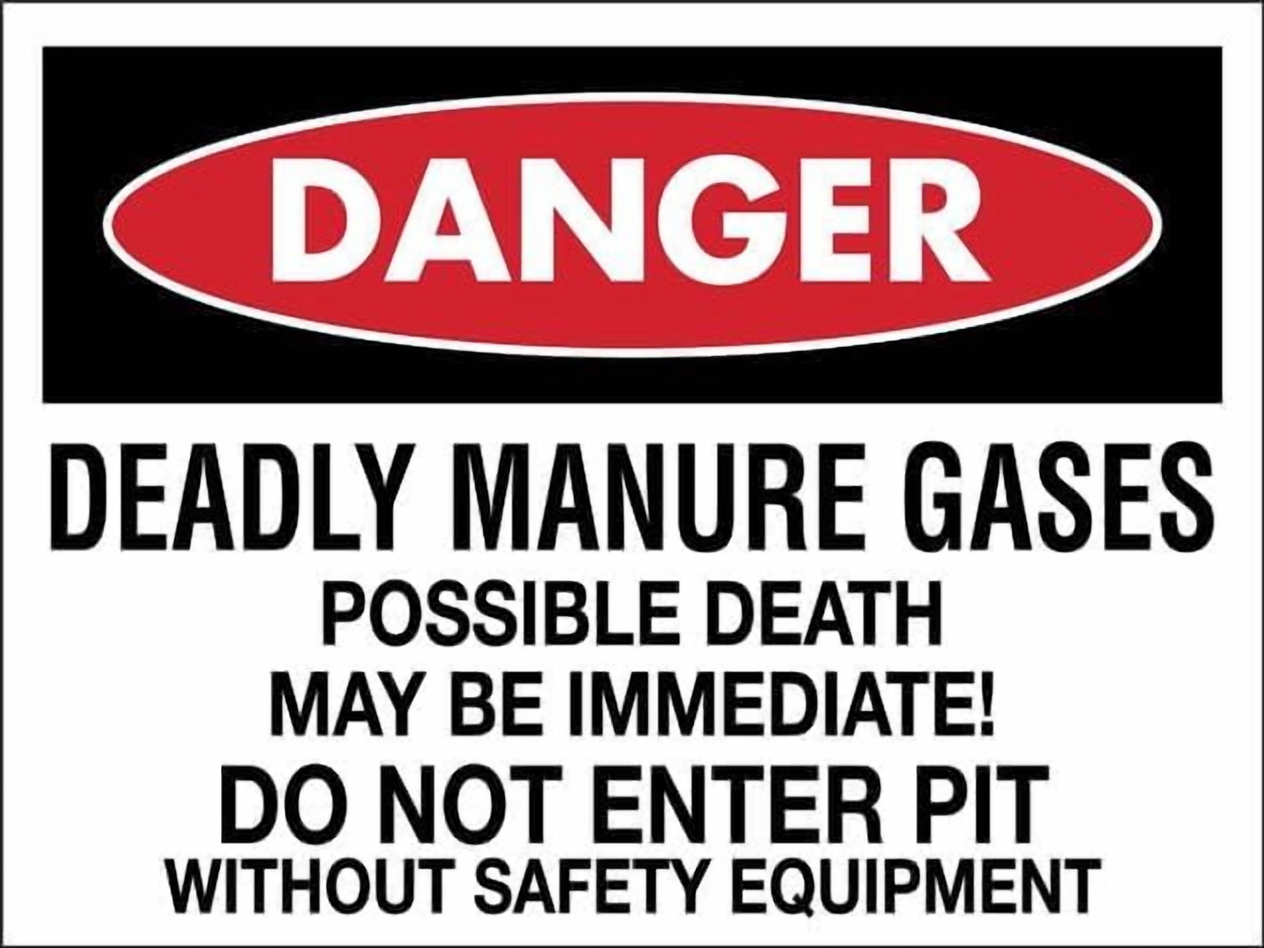 (2-Pack) Metal Tin Sign Danger Deadly Manure Gases Sign, 12 X 8 Inches Rust Free Weather Resistant Durable In Easy To Mount