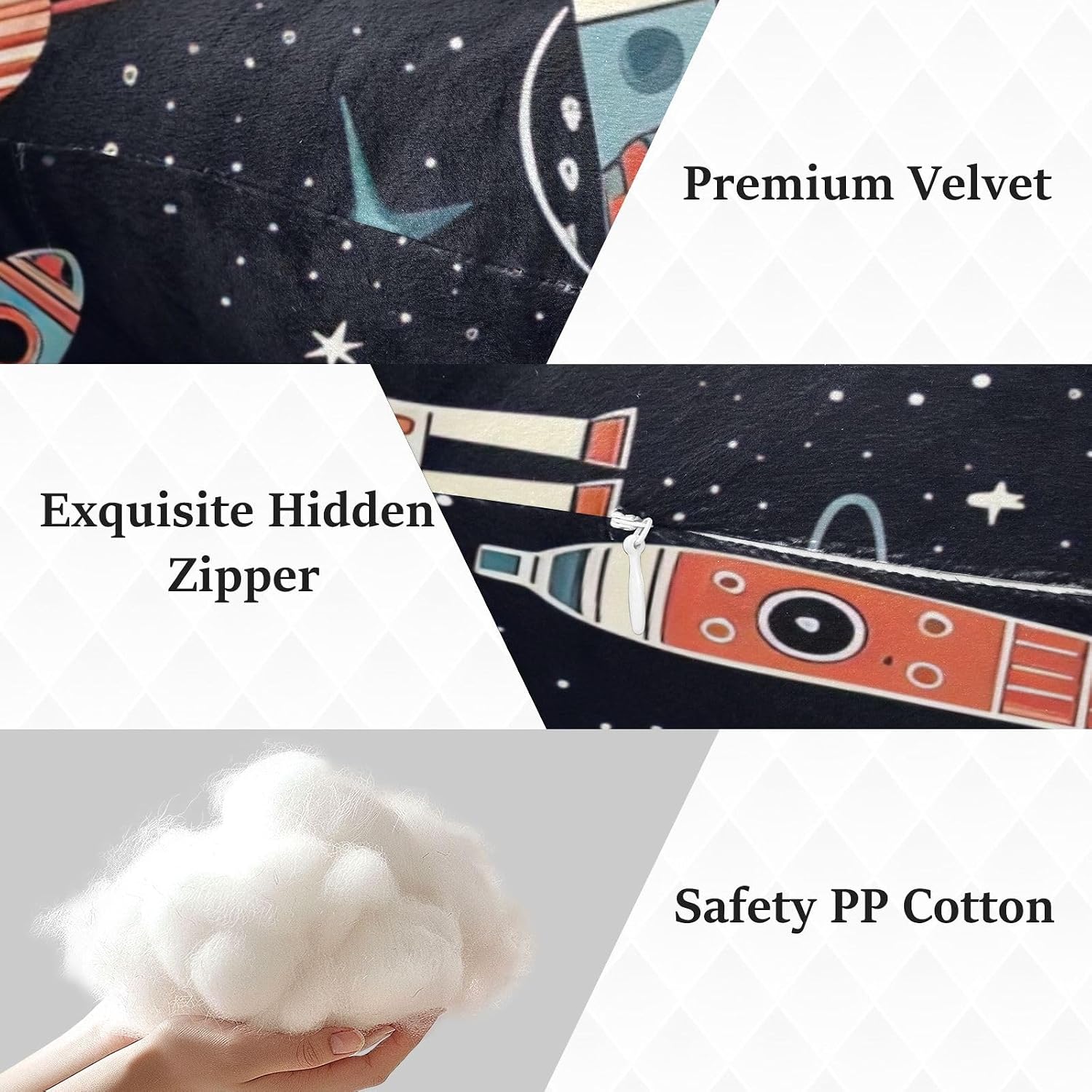 Spaceship2 Human-Shaped Pillow Soft Body Pillows Washable Velvet Pillows for Anxiety Relief Sleeping Cuddling & Support