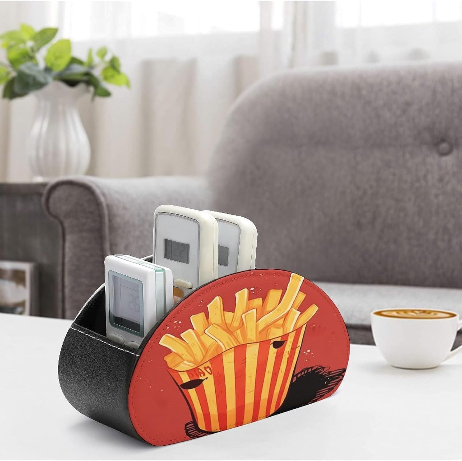 French Fries PU Leather Remote Control Holder with 5 Compartments image 4