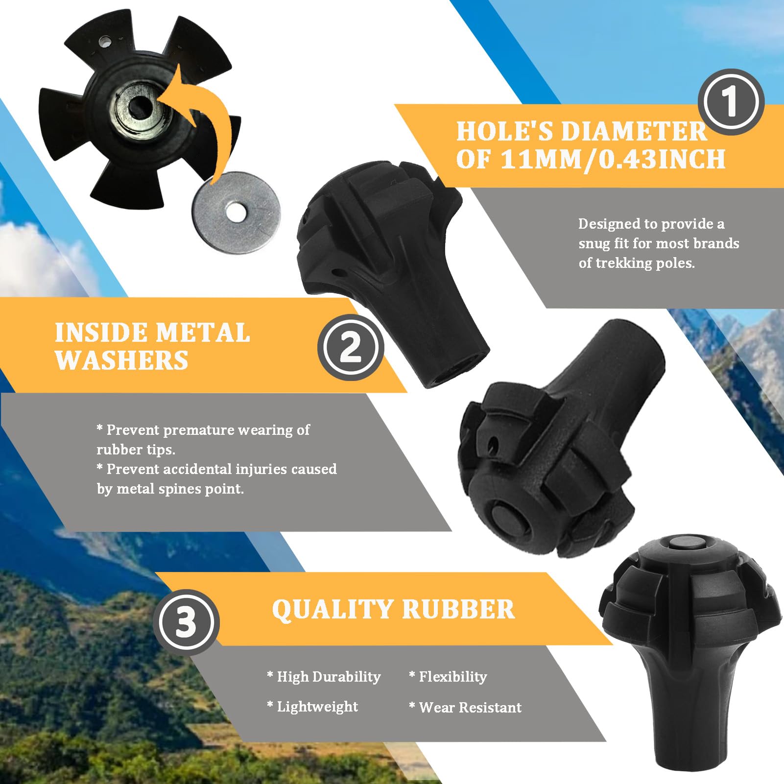 Fizan Rubber Protector - Ricambio per Bastoncini da Trekking