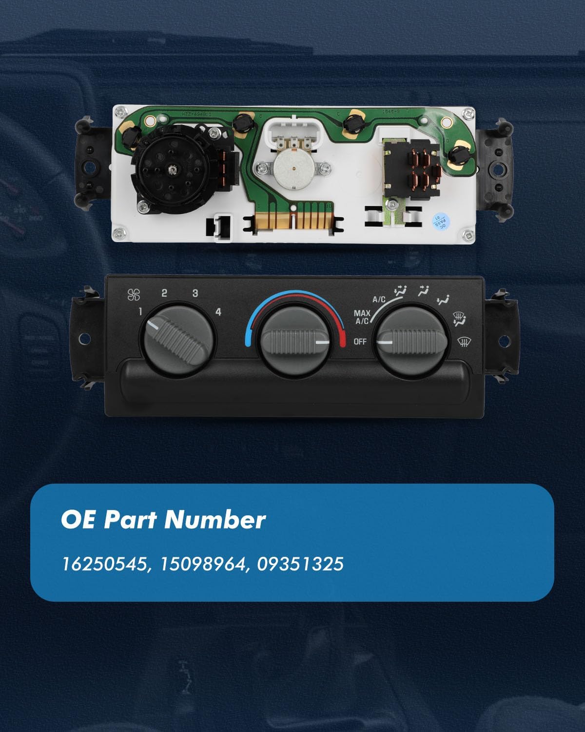 ECCPP 16250545 Climate Control module AC Heater Climate control Panel 1999 For Chevy S10 Base, LS, Xtreme, ZR2 2.2L L4 - Gas, 4.3L V6 - Gas, 2000 For Chevrolet S10,2000 For GMC Sonoma