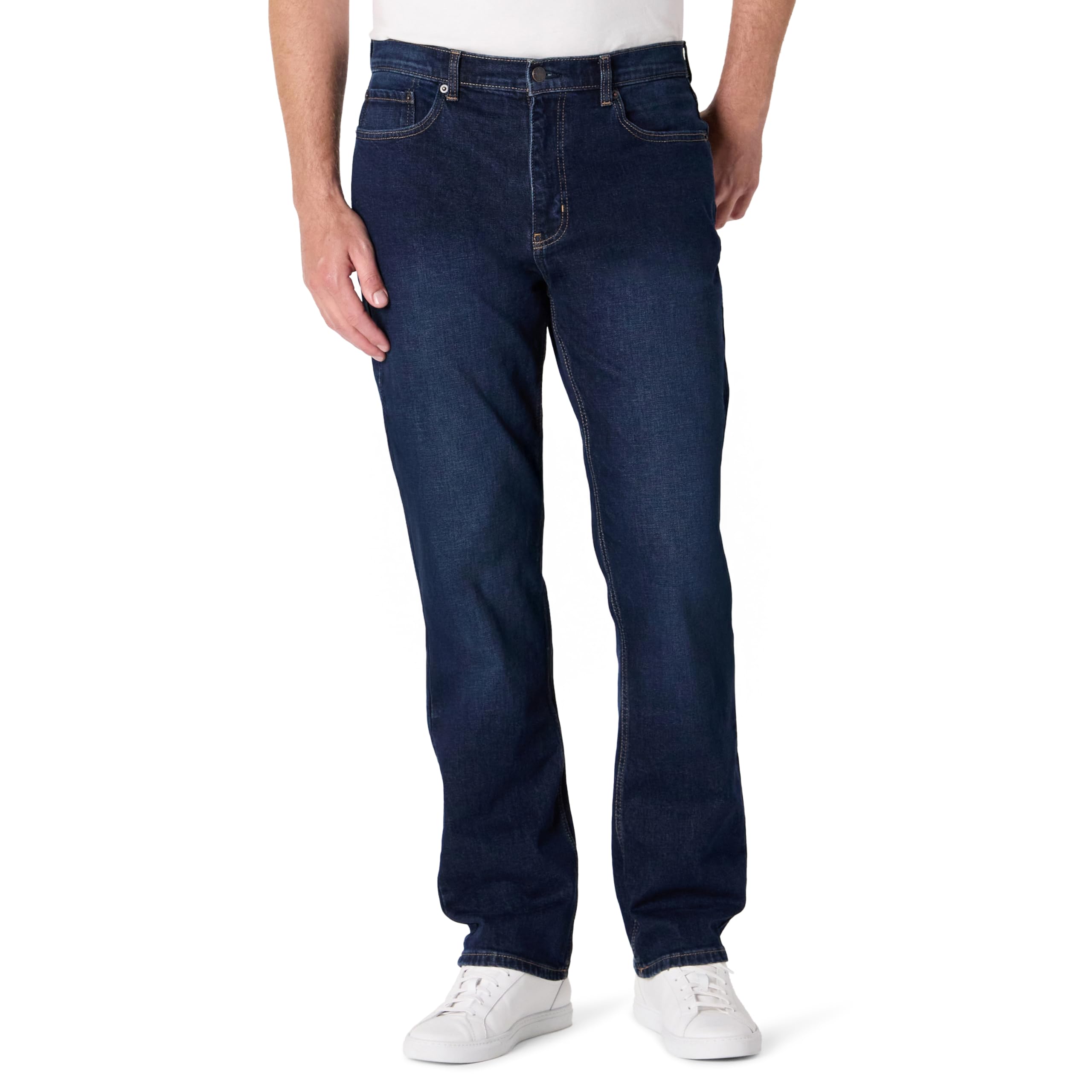 Amazon Essentials Men's Relaxed-Fit Jeans, Dark Midnight Wash, 34W / 28L