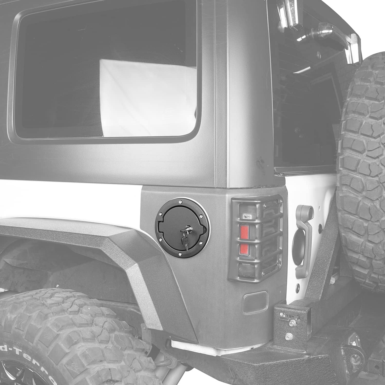 Hooke Road Wrangler Locking Gas Cap Cover Fuel Filler Tank Cover for 2007-2018 Jeep Wrangler JK & Unlimited