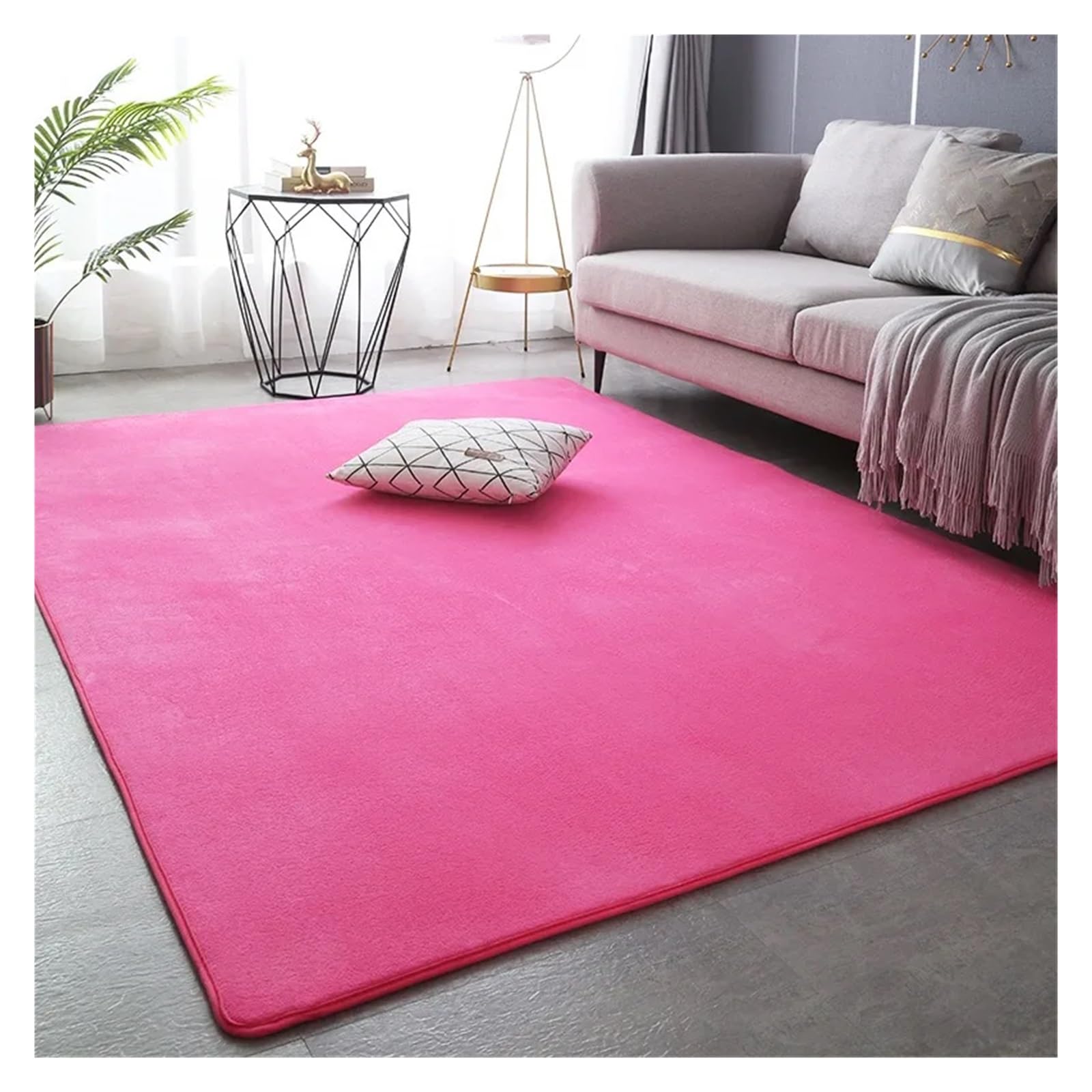 Tapis en velours de corail moderne rose fuchsia de salon haute densité