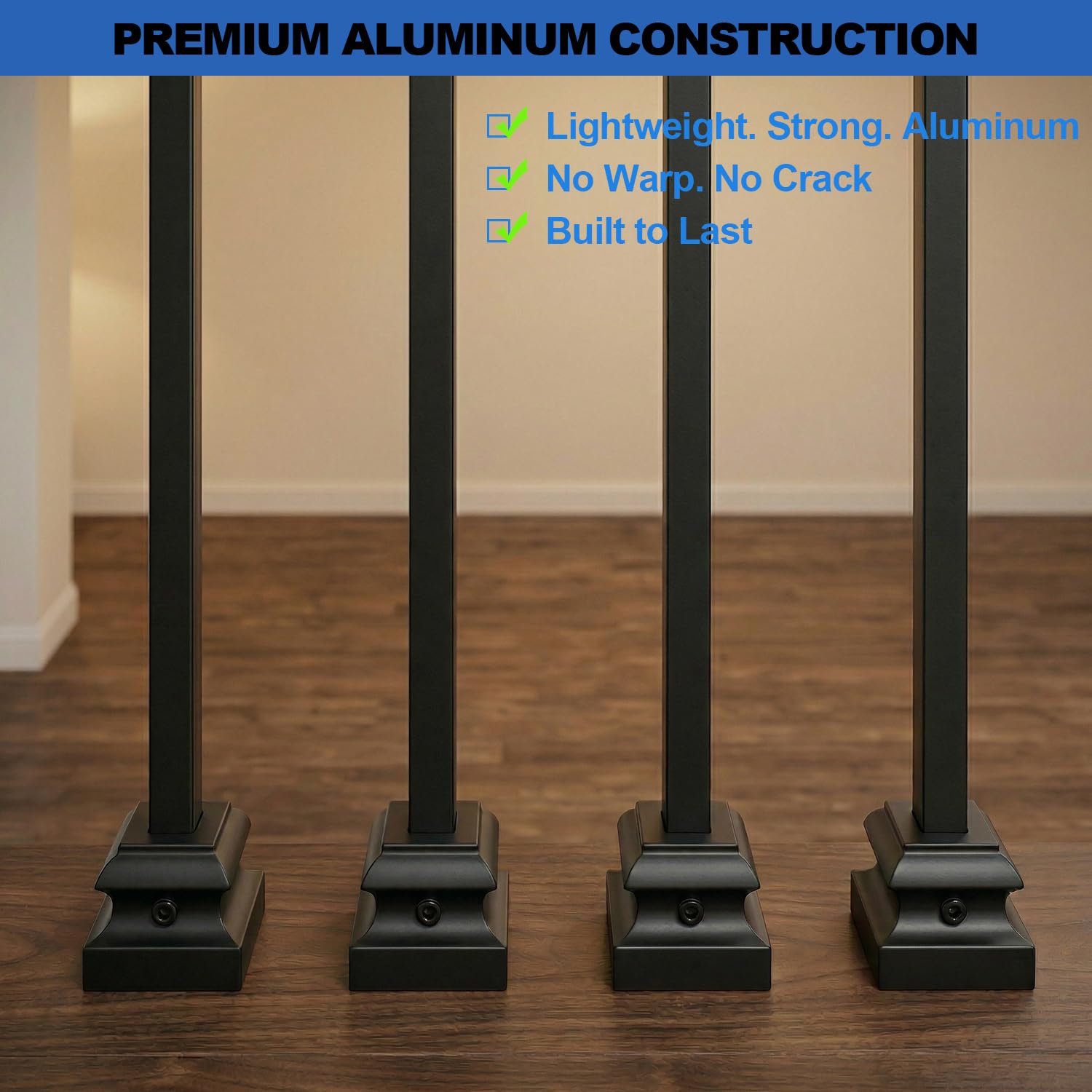 Iron Baluster Shoes, Stair Flat Shoe with Screw for Use with 1/2" Square Balusters (100)