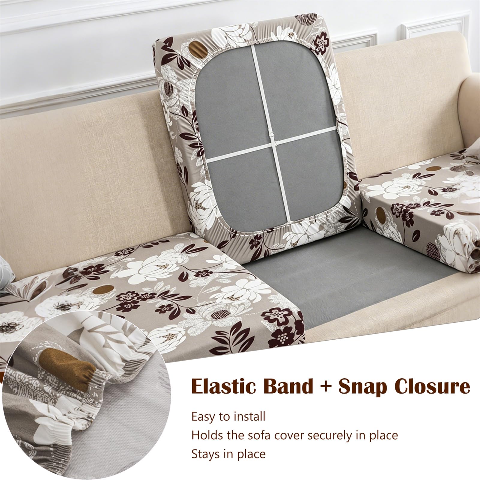 Housse de Coussin Extérieur Imperméable et Extensible avec Membrane TPU, Housse de Remplacement pour Assise et Dossier de Salon de Jardin, Canapé, Rotin et Patio (Pattern 2,8pcs)