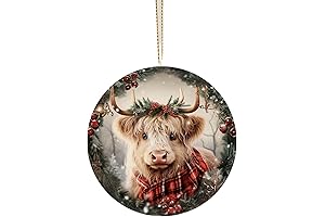 Highland Cow Christmas Scarf Ceramic Christmas Tree Decoration