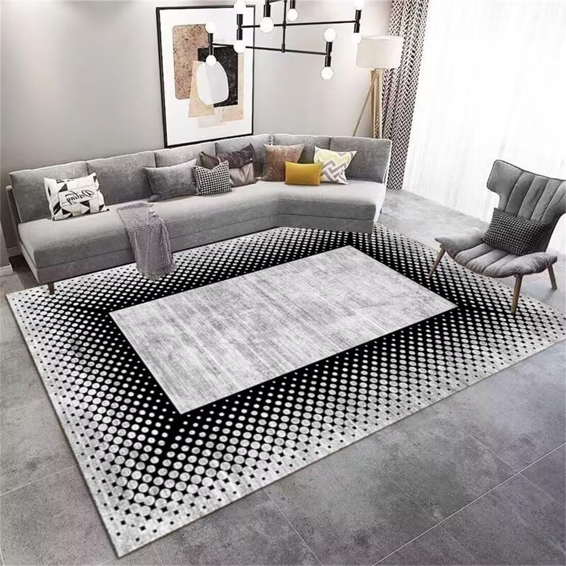 Tapis pour enfant antidérapant gris et noir idéal pour jouer au salon