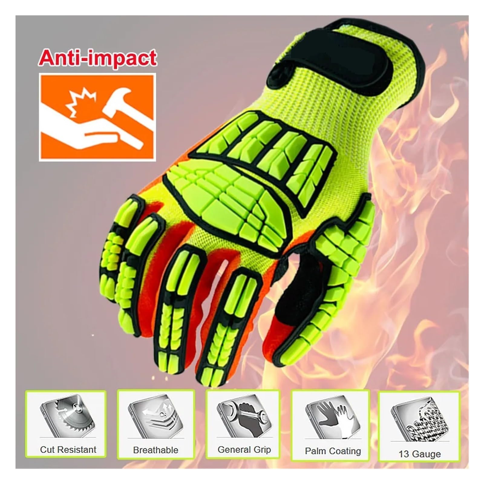 Les Gants De Travail Protecteurs D'anti Vibration Ont Coupé Résistant Avec Le Gant Plongé De Paume De Nitrile De Preuve D'huile Coupe Confortable(M)