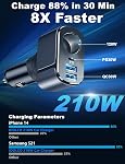 Cigarette Lighter Splitter Adapter, 210W 4 in 1 Cigarette Lighter USB Charger [PD3.0& DualQC3.0] Multi Port & Socket, 12V/24V Dual USB Type C Fast Car Charger Adapter for iPhone 17 Pro Max Air,Samsung