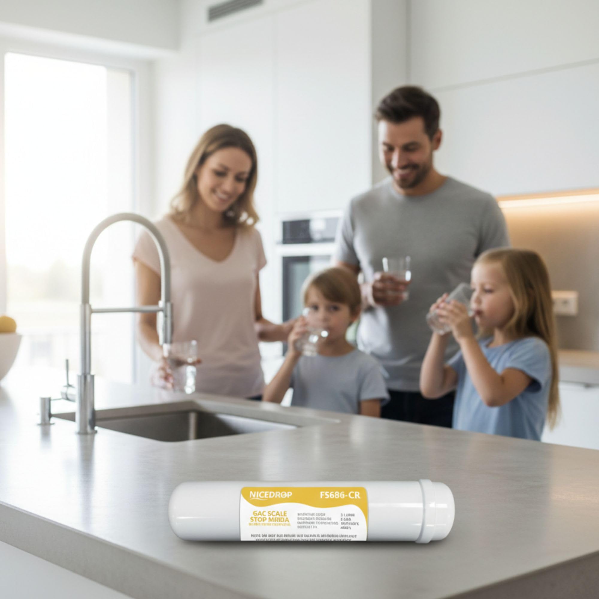 Filtro in Linea 12" Carbone + Resine (F5686-CR) – Attacco 1/4" – Alta Qualità – Rimuove Cloro, Torbidità, Particolato e Riduce il Calcare – Per Impianti a Osmosi Inversa (6)