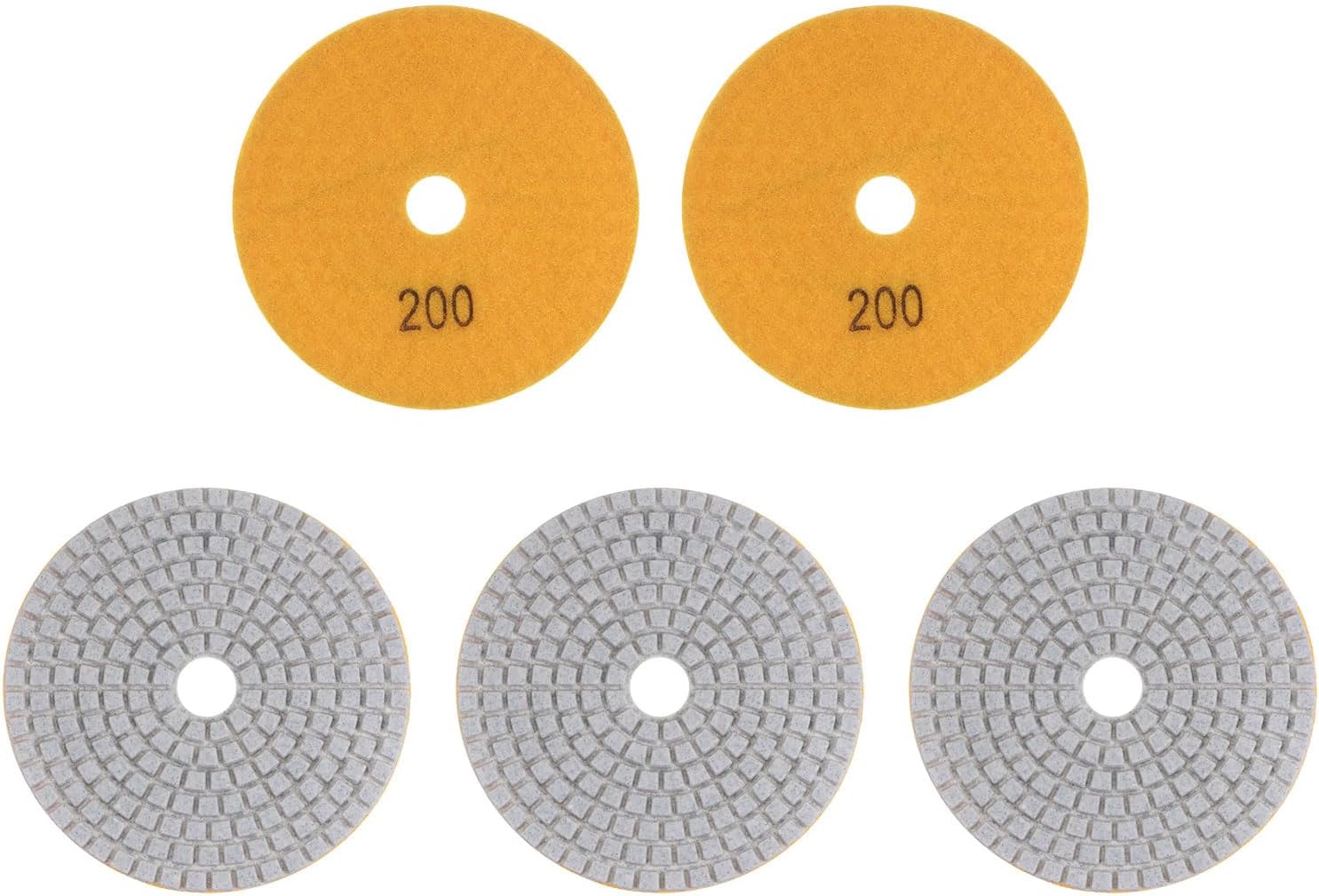 HARFINGTON 5pcs Diamond Polishing Pads 4" Grits 200 Wet/Dry Polish Pad