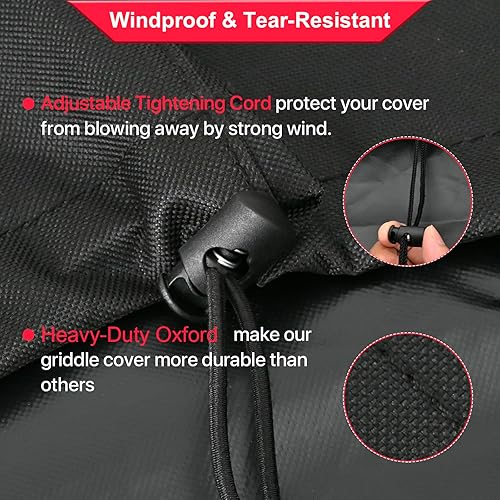 Miniatura 5 de Cubierta de parrilla para parrilla Blackstone de 17 pulgadas sin capucha, 600D Oxford impermeable para parrilla al aire libre, cubierta de plancha