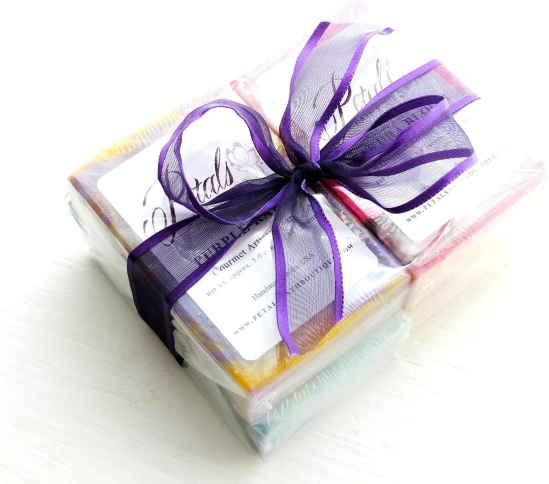 Gift Pack All Natural Soaps Sakura Bloom/purple Rain/oasis/seaberry Hand-made in USA (4-pack / 5 Oz Bar)
