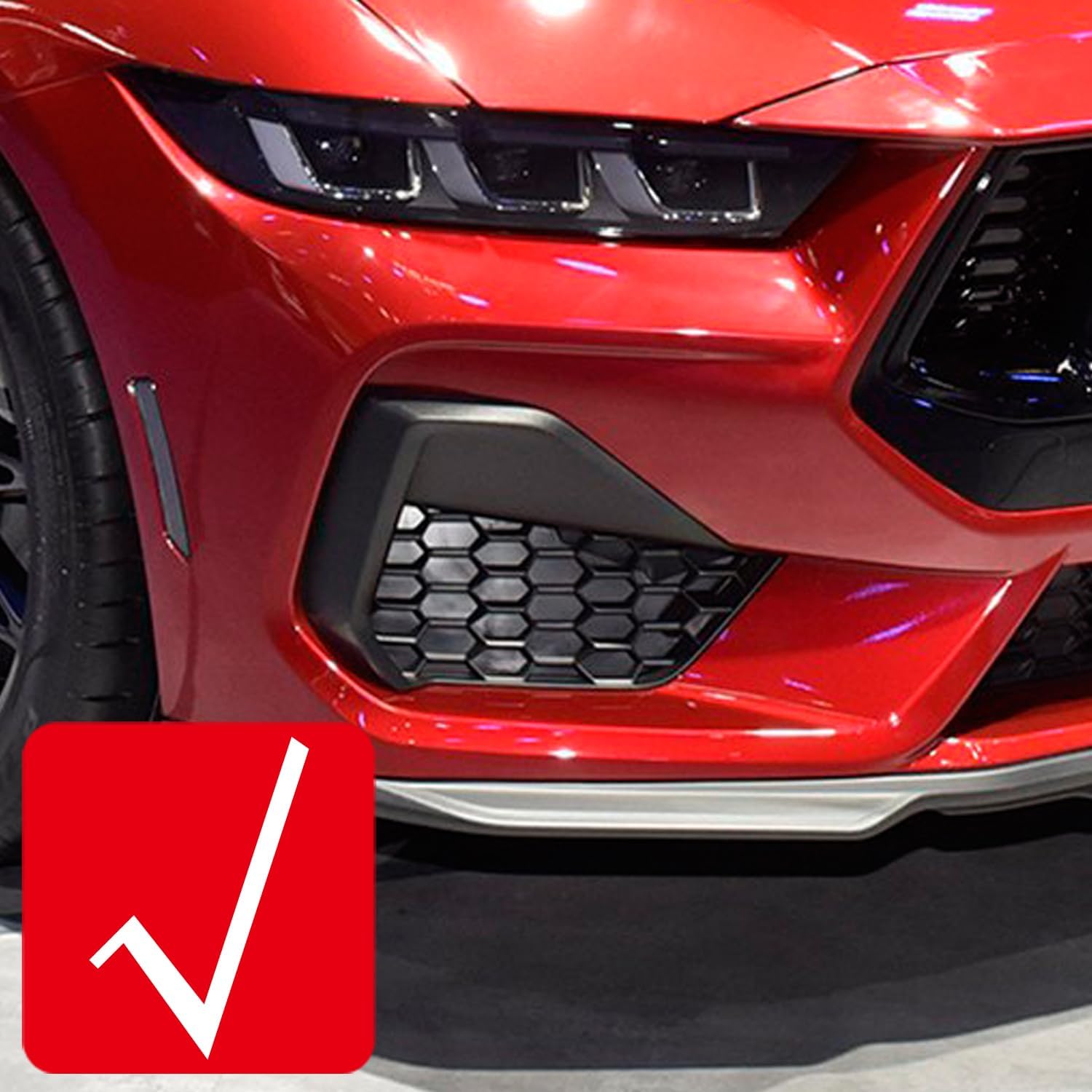 L2R for Ford Mustang (2024-2025) Front Fog Light Trim Cover Overlay ABS Carbon Fiber Style Car Exterior Accessories 2 Pieces Only Fit GT/GT Premium