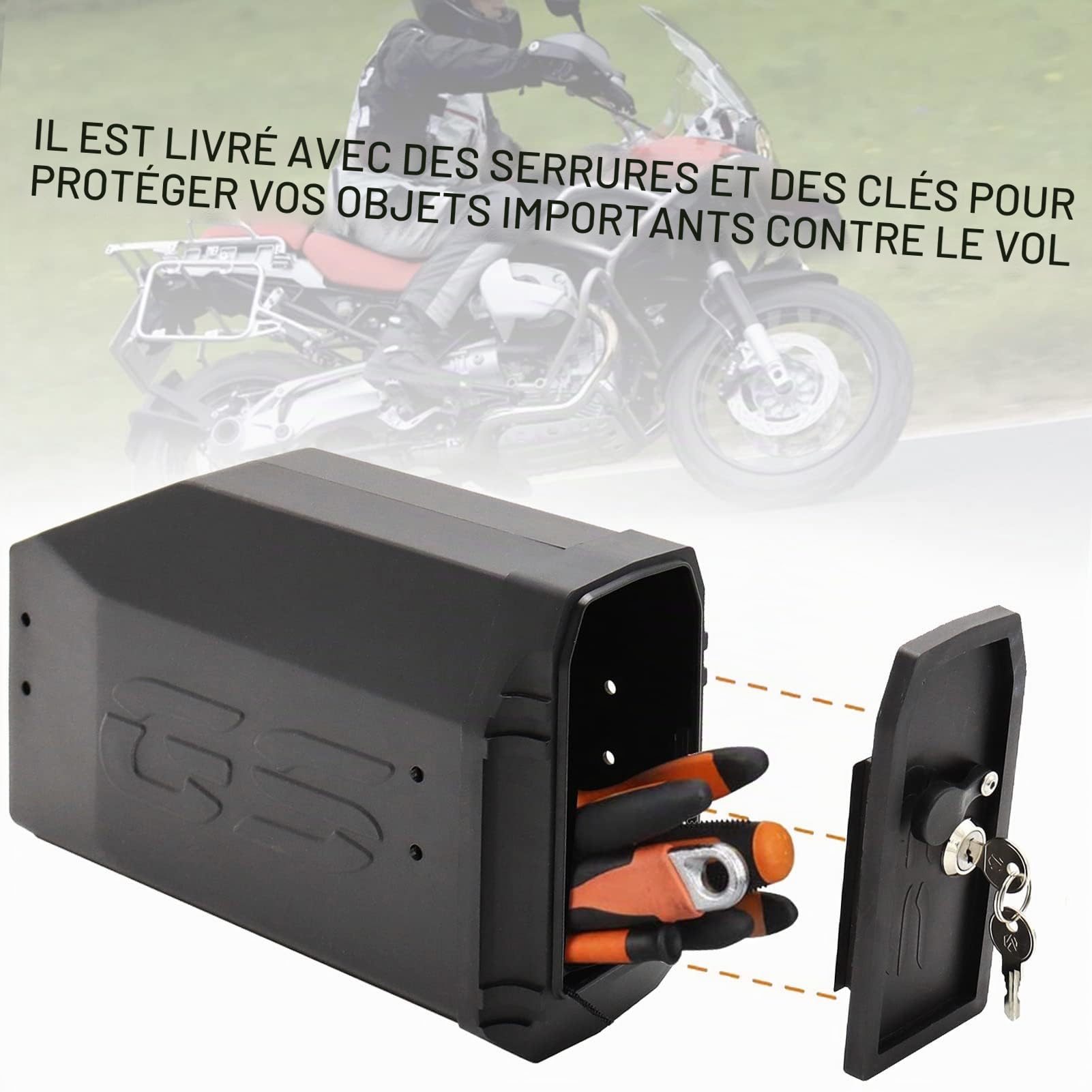 Boîte de Support du côté Gauche, Boîte à Outils de Moto boîte de Support côté Gauche avec Remplacement en PP pour R1200GS LC & Adventure 20008-2018, R1250GS 2019 +, Benelli TRK502 2016-2019