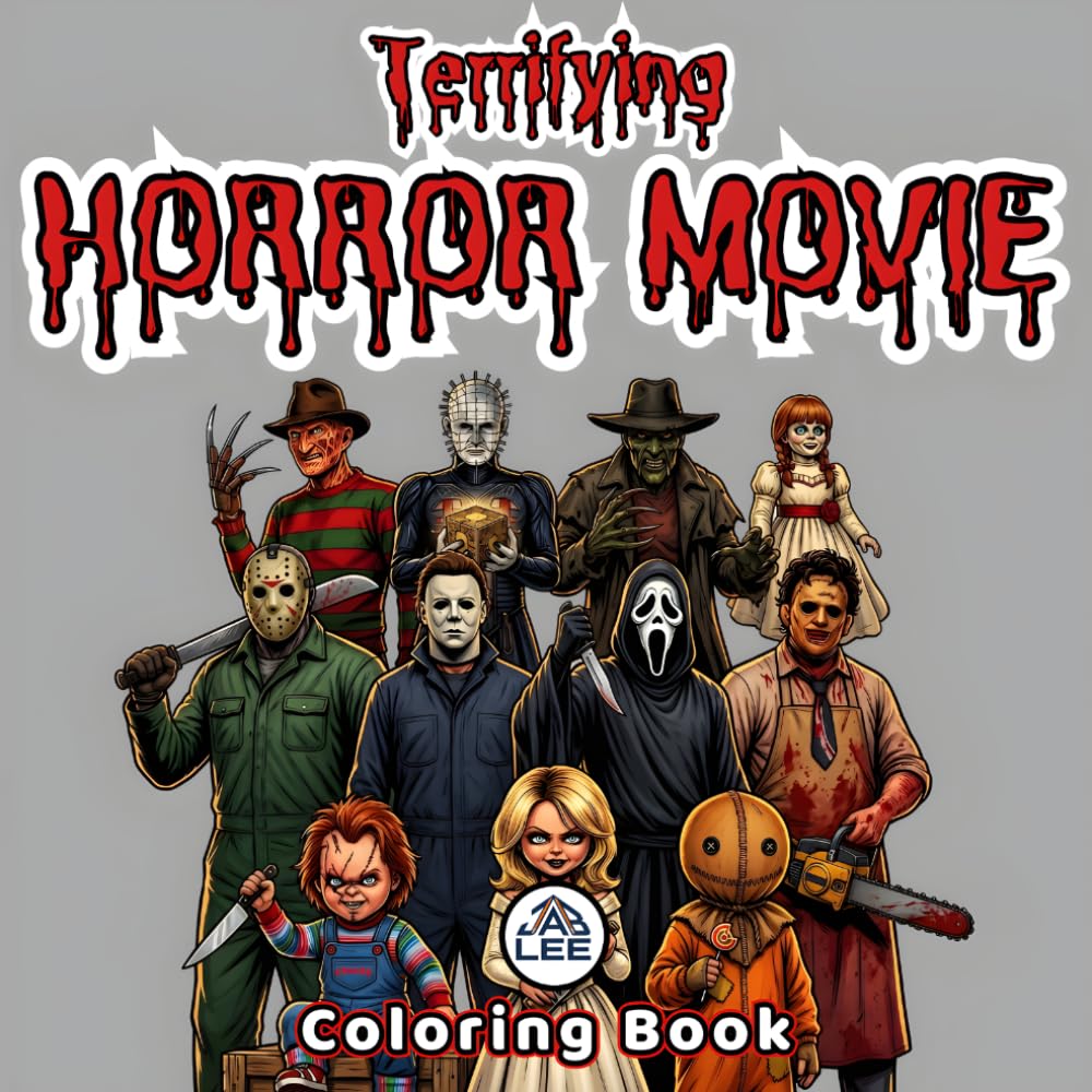 Terrifying Horror Movie Scenes Coloring Book: 50 Legendary Slasher & Supernatural Villain Illustrations | Stress-Relieving Dark Fantasy for Adults | ... Fans, Cult Movie Enthusiasts & True Crime