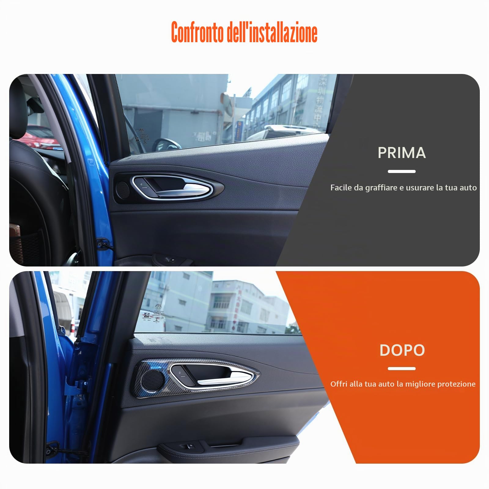PIUGILH Telaio porta auto adatto per Alfa Romeo Giulia 2017-2020,Telaio interno porta Copertura decorativa,Accessori auto Interno