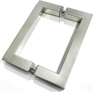 6" Square Shower Door Handle, Bathroom Back-to-Back Replacement Handles,304 Stainless Steel Pull Hardware for SlidingFrameless Glass Shower Door, 6 inch-Brushed Nickel