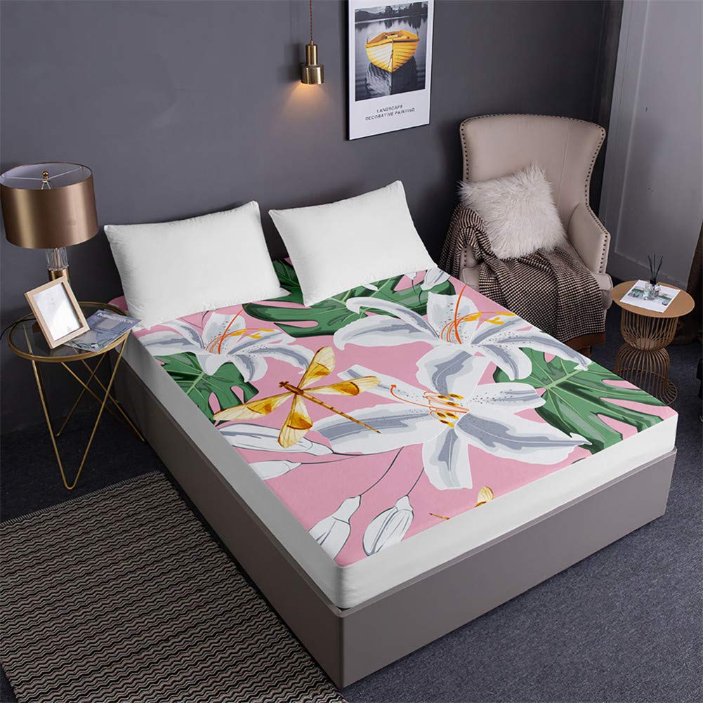 Lenzuolo Sotto Angoli Elastici Chickw11 – Stampa 3D Foresta Fiume, Microfibra – 200x200x30 Cm, Per Letto Matrimoniale - 2