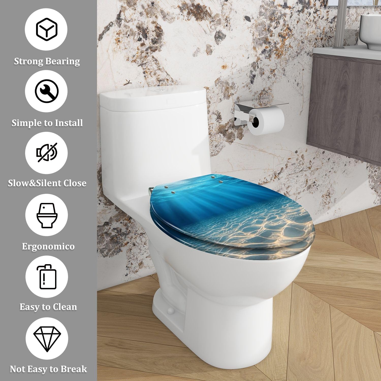 Sedile WC generico allungato in resina per bagno