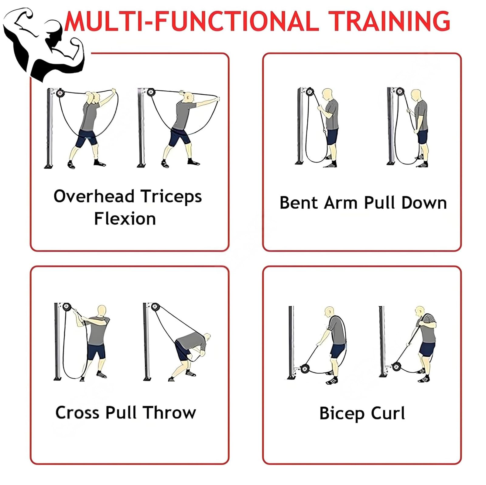 Genérico Entrena Dor De Poleas, Equipo De Gimnasio para Colgar Y Hacer Ejercicio, Sistema De Polea con Cable De Resistencia Ajustable, para Quienes Buscan Un Entrenamiento De Fuerza Progresivo
