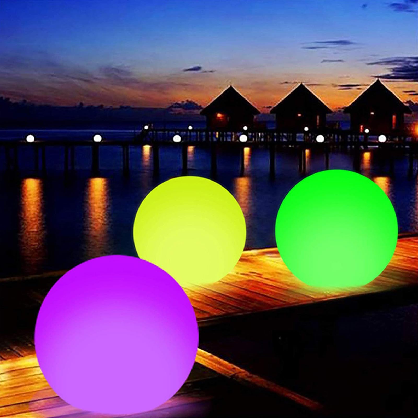 DAZZTIME Lampe Flottante Piscine,2 Pièces Boule Lumineuse Piscine Flottante,Plage Gonflable À LED,Ballon de Plage Gonflable,pour Fête,Maison,Errasse