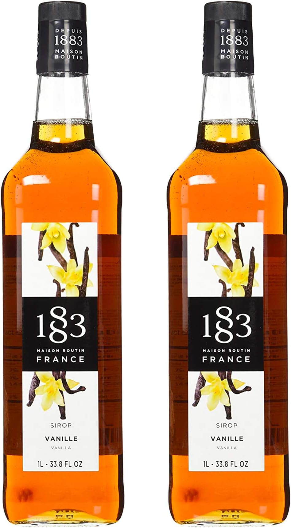 1883 Maison Routin - Vanilla, Bourbon Vanilla Taste, Perfect for Coffee, Smoothies, Soda, & More, Made in France ((1 Liter, 2-Pack))