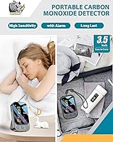 Vista 2 de GRAY RHINO Travel Carbon Monoxide Detectors Portable with Alarm Standable 3-in-1 CO Detector Humidity Temperature Mini Pocket Size Co Gas Monitor