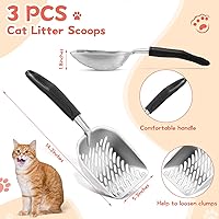 Vista 3 de Zubebe Paquete de 3 cajas de arena de acero inoxidable para gatos con 3 piezas de caja de arena de metal que nunca absorbe el olor, a prueba