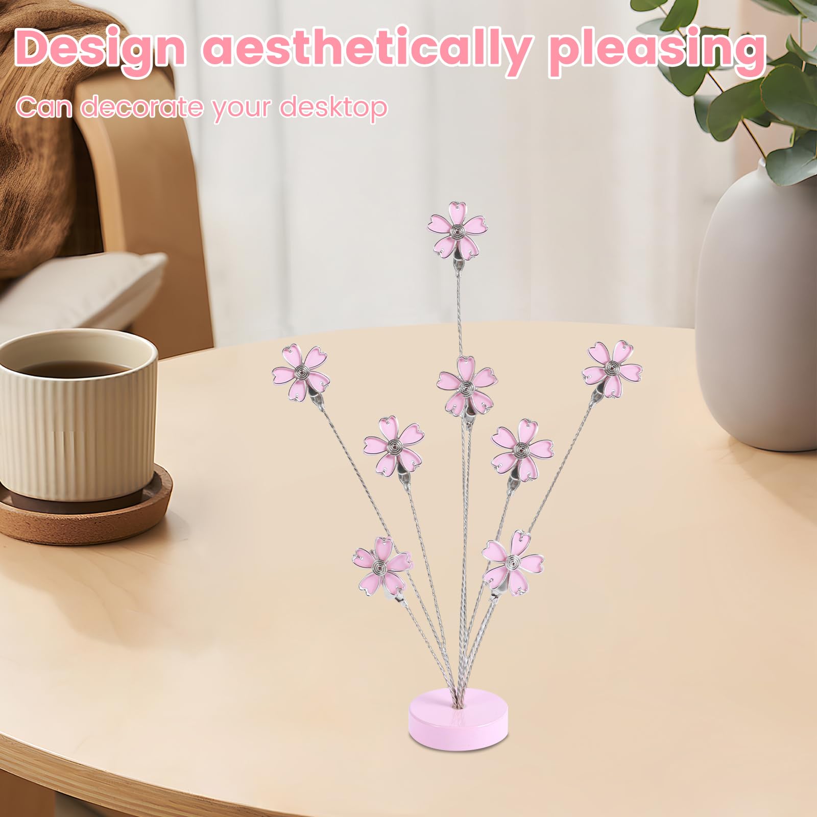 Photo Tree Holder Clip 8 Branch Money Tree Family Tree Gift Card Holder Gift Card Tree Holder with Clips Picture Frame Holder Stand for Memo Paper Note Wedding Photo (Cherry Blossom)