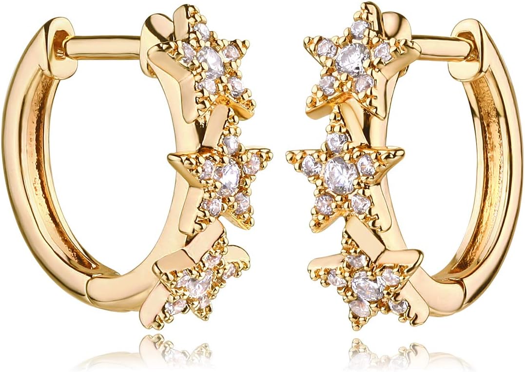 MYEARS Women Gold Huggie Hoop Earrings Ear Stud Cuff 14K Gold Plated Small Simple Minimalist Hypoallergenic Everyday Jewelry