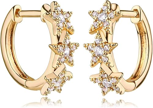 MYEARS -Aretes de aro pequeños chapados en oro de 14 quilates para mujer, de estilo bohemio y playero, aretes simples y delicados para regalar,