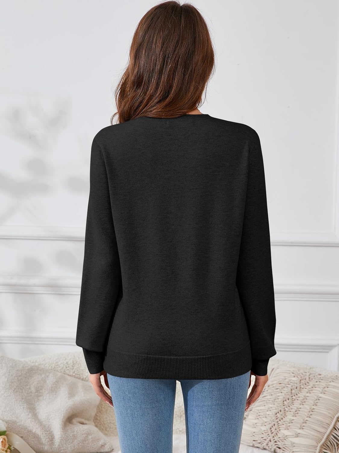 Women's Long Sleeve Sweater Classic 2024 Fall Soft Basic Crewneck Business Casual Pullover Tops Trendy Outfits - Image 3