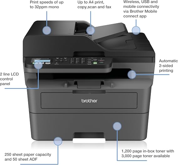 Brother MFC-L2835DW All-in-one Mono Laser Printer