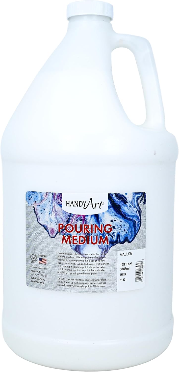 Handy Art Pouring Medium | 128 oz (Gallon) Bottle | Smooth & Fluid Viscosity | Made in USA | AP Non-Toxic, Allergy Friendly | Gloss Finish
