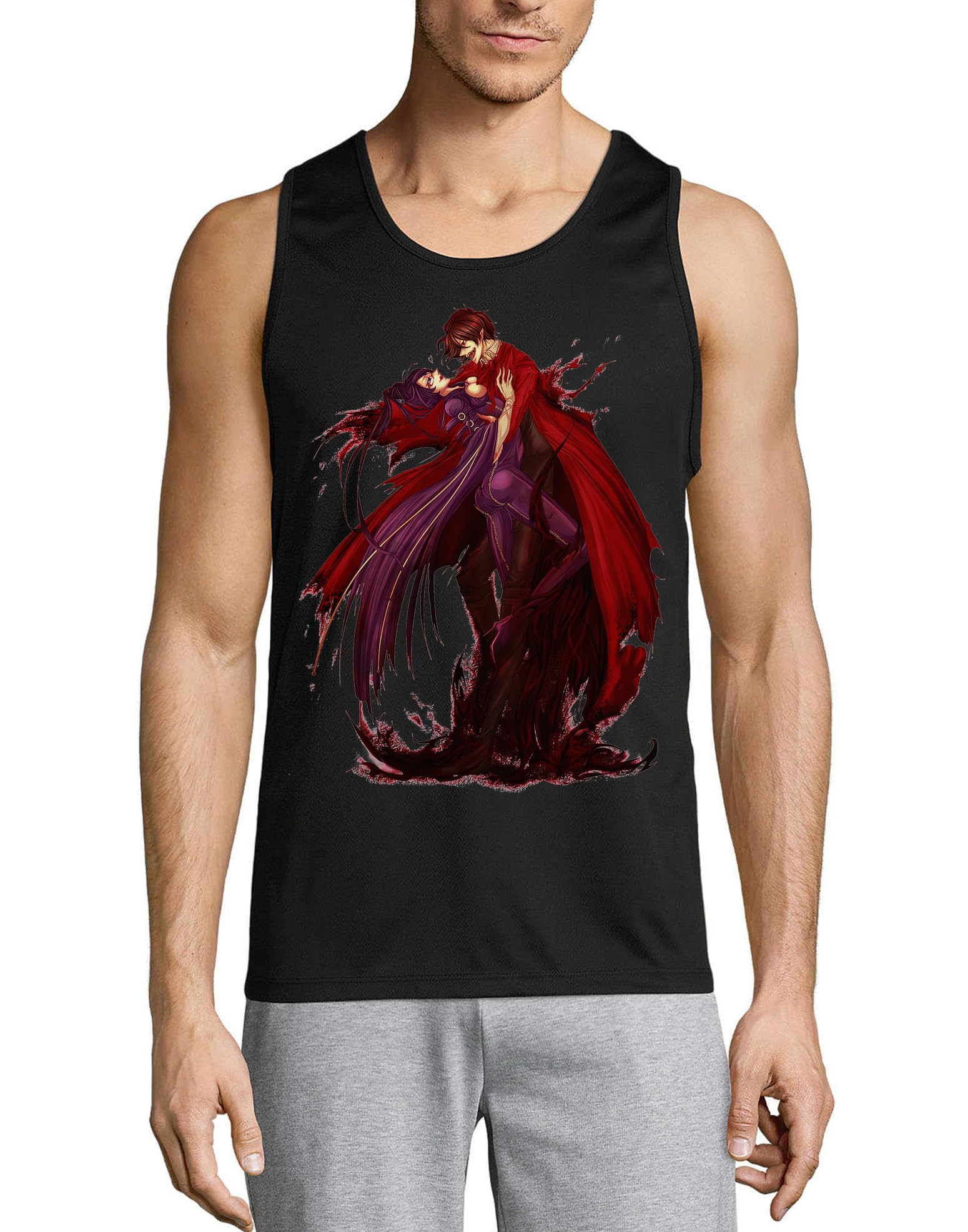 Camiseta sin mangas Anime 205 de algodón premium negro tacto suave 3