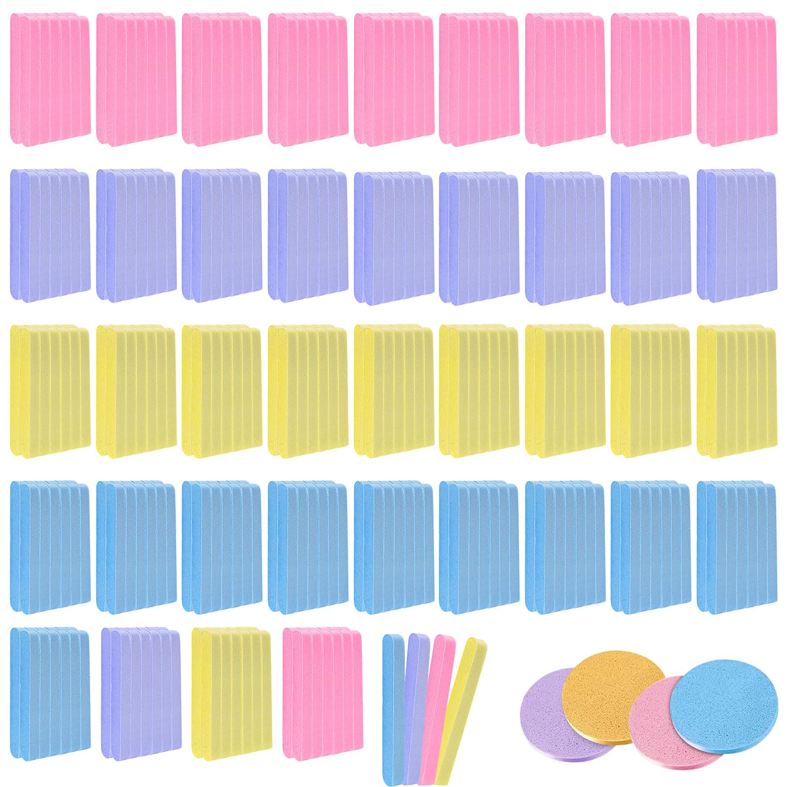 480 Pcs Compressed Facial Sponges Round Face Cleansing Sponge Bulk Disposable Exfoliating Sponges Pads for Estheticians Women Spa Travel Wash Makeup Removal, 4 Colours