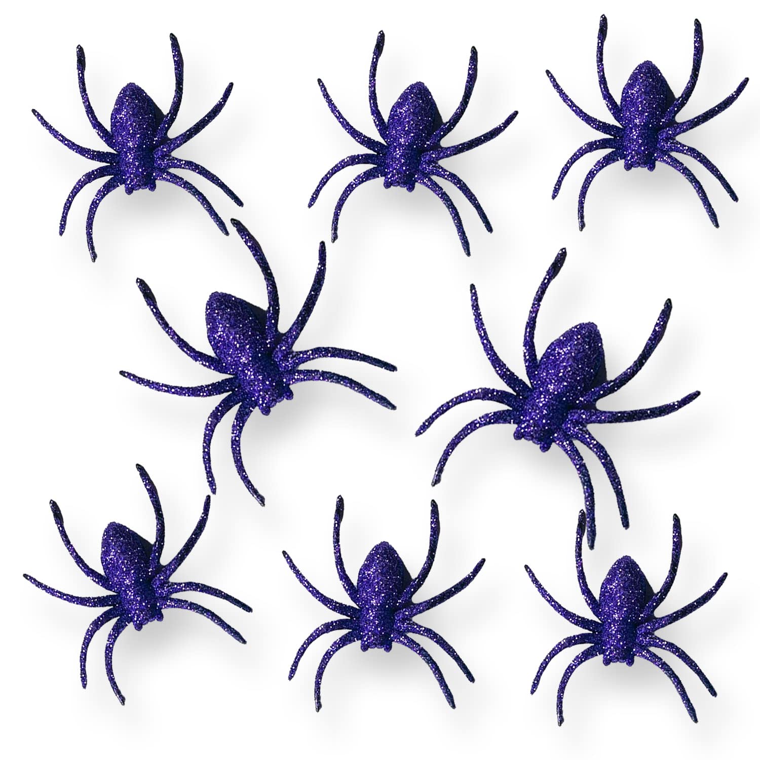 Akh Purple Akh® Halloween Spiders | Pack Of 8 | Size 7X 5Cm | Halloween Plastic Glitter Spiders | Halloween Party Decoration | Creepy Spider Table Sprinkles Halloween (Purple)