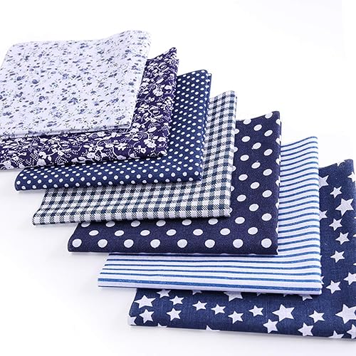 YOLUFER DIY tela de algodón paquete de 19.7 x 19.7 pulgadas, 7 piezas de diferentes diseños, cuadrados de material de patchwork para coser acolchado