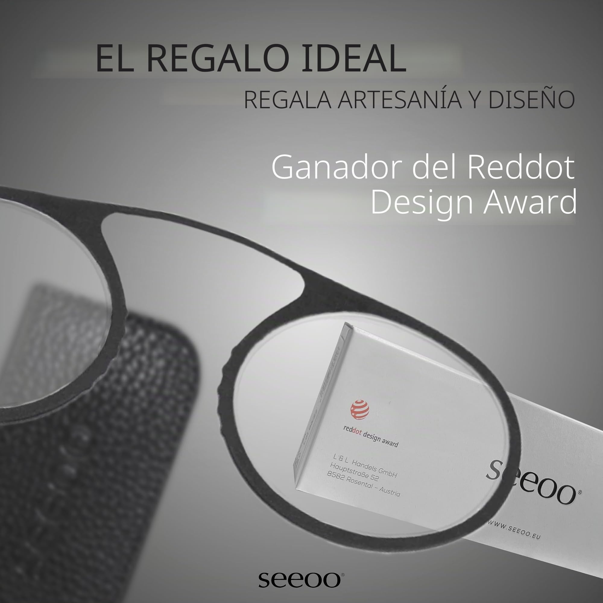 seeoo One – Gafas de lectura compactas sin aros de 1.50, 2.00, 2.50 – Ideal para viajes y viajes, incluye funda, ligera y portátil, perfecta para el día a día