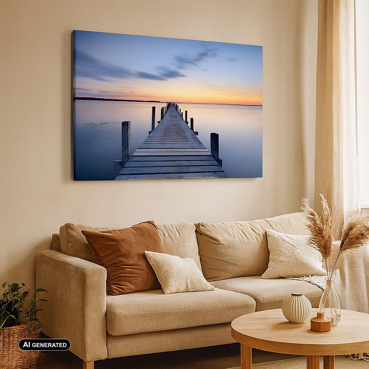 Lienzos decorativos 100x70cm Cuadro Sobre Lienzo Moderno Puesta del sol lago agua puente Grande Dormitorio Cocina Cuadros Pared Imágenes Cuadros Decoracion Salon Wall Art Prints Decor AA100x70-2508