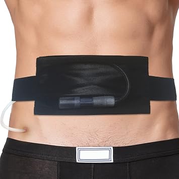 Breathable Peritoneal Dialysis Belt PD Catheter Holder Belt with Mesh Pouch Stretch for Peg/G/J Feeding Tube Accessories Transfer Set Fixation Nursing Supplies Men Women