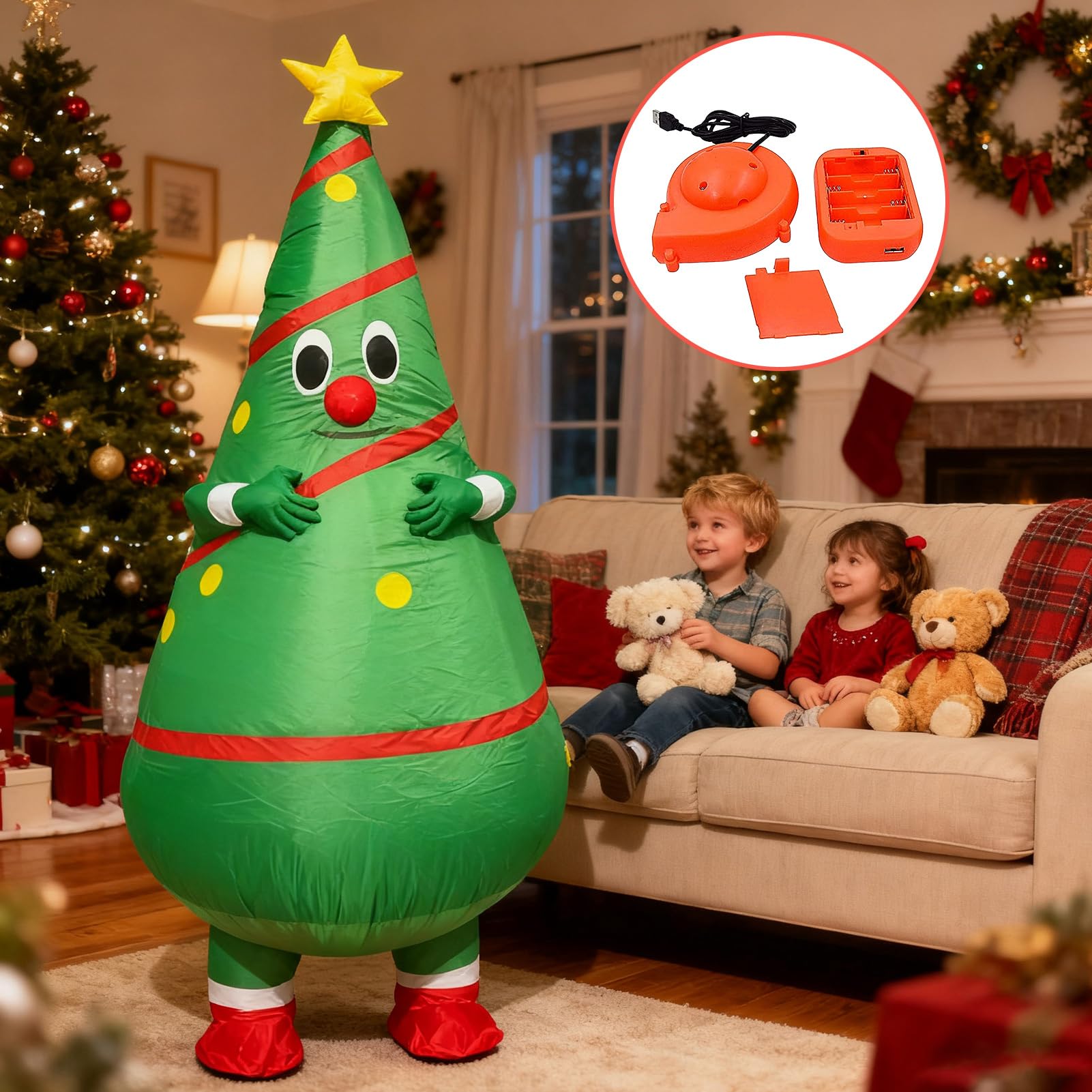 Kostium Choinki Ubranie Zabawny Przyciągający Uwagę | Nadmuchiwany Kostium Choinki Świątecznej Dla Dorosłych dla Przyjaciół Rodziny Urodzin Scena Cosplay Wydarzenie Parada