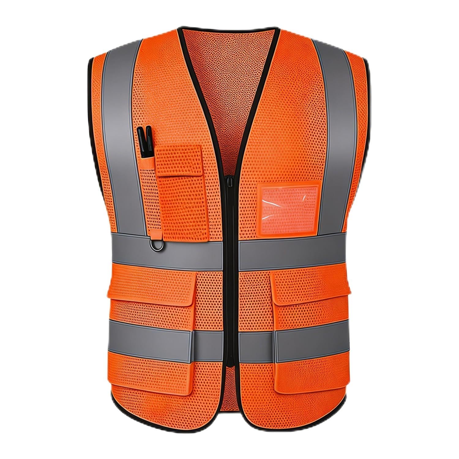 Hi Vis Vests for Women Men High Visibility Reflective Safety Security Vest with Pockets Zipper Front Meets ANSI/ISEA Standards