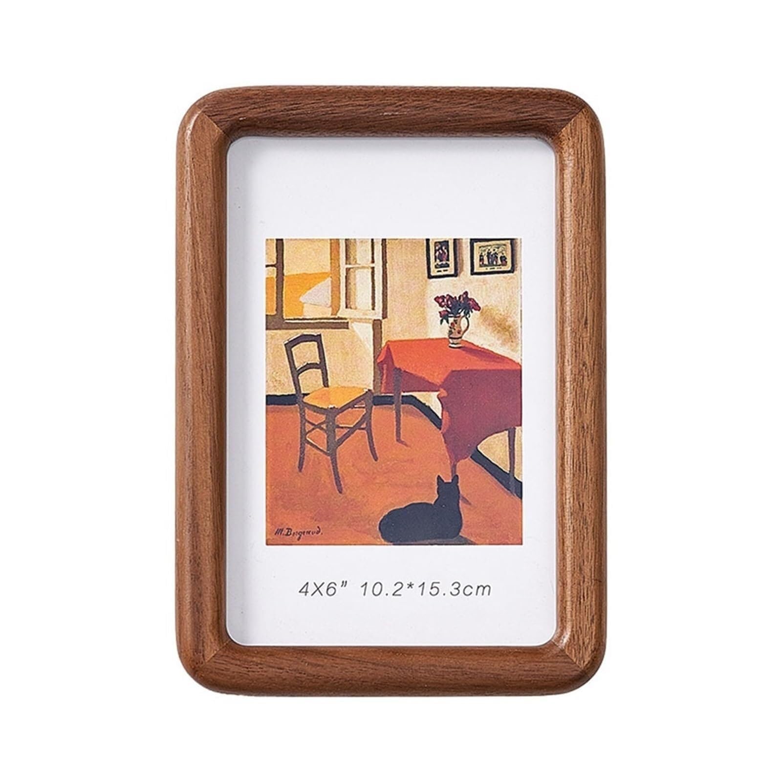 Photo Frames Round Corner Solid Wood Photo Frame Hanging Wall Picture Certificate Wedding(Walnut,A3)