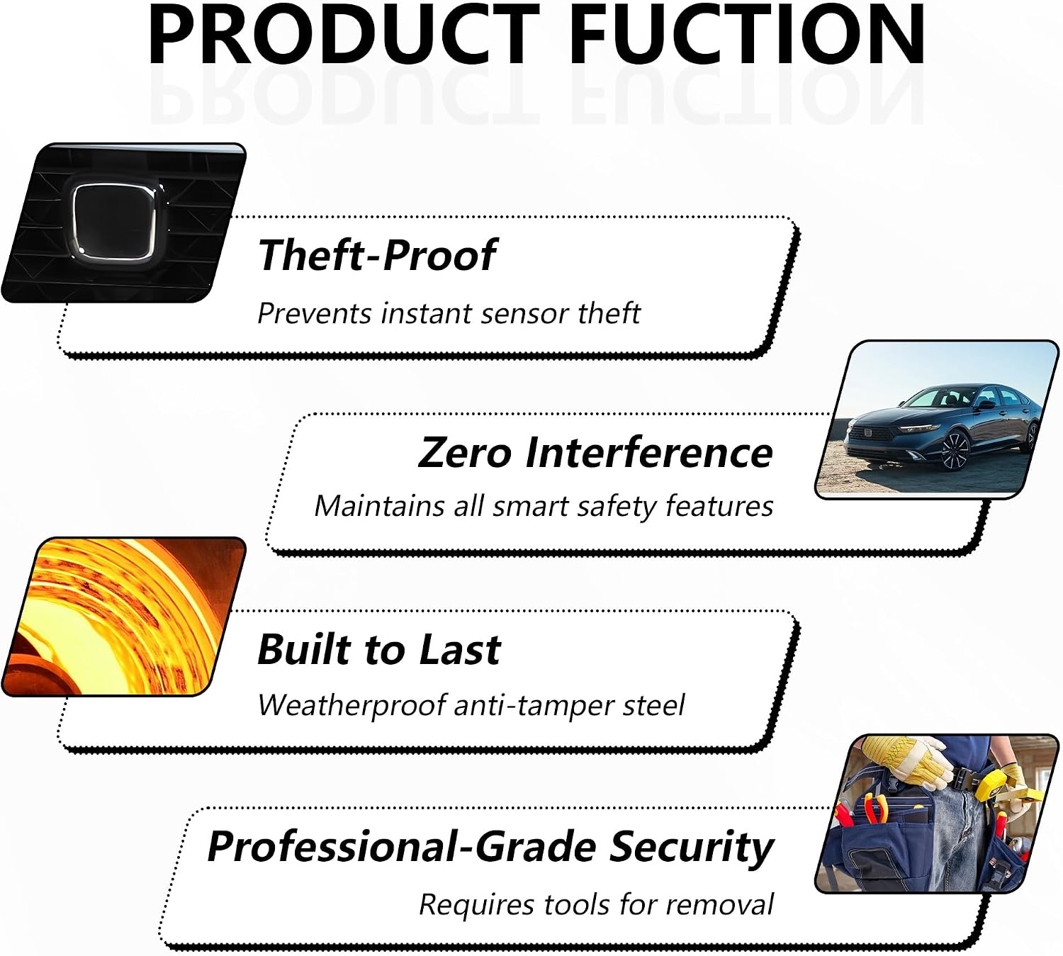 Radar Sensor Anti-Theft Protector Cover, Compatible with Honda Accord 2023-2025, Black Steel Security Bracket with Tamper-Resistant Security Screws